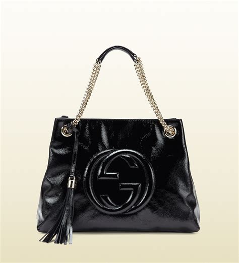 gucci patent leather soho shoulder bag